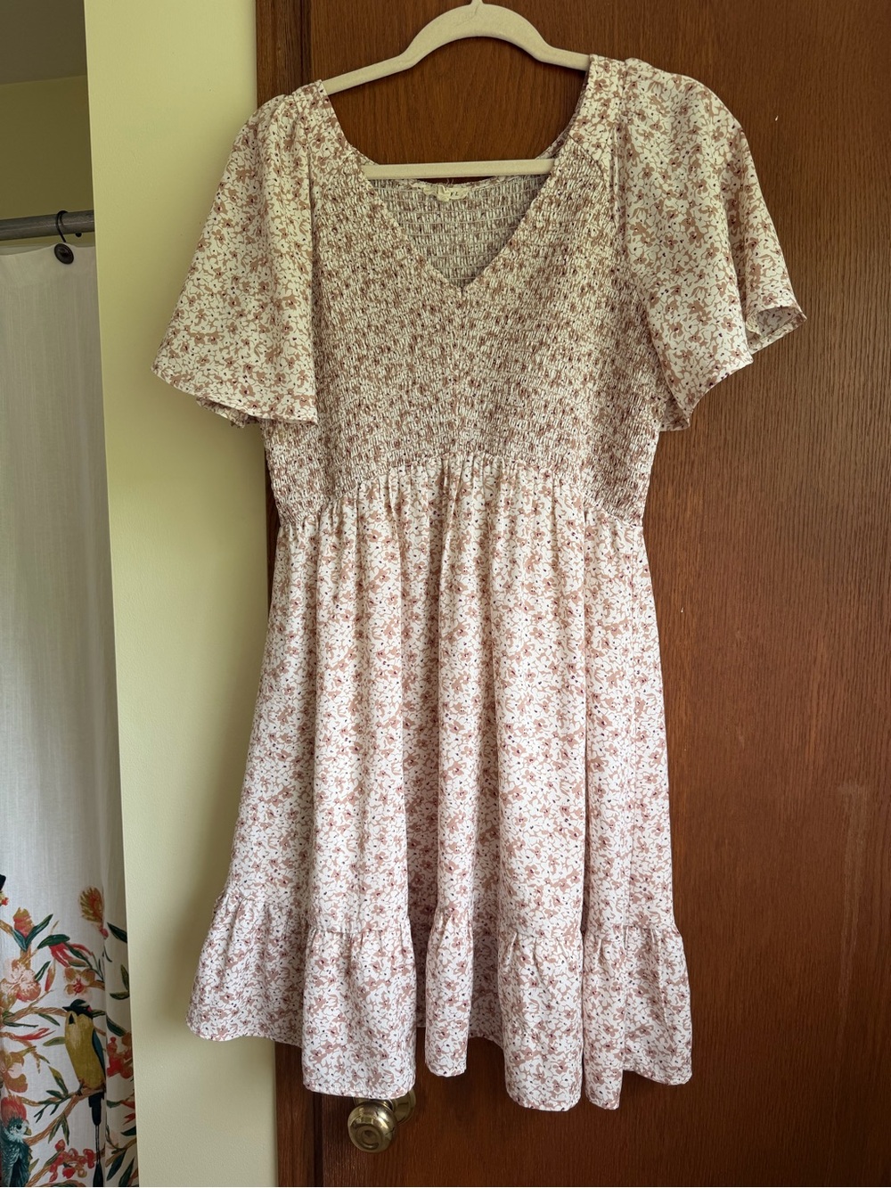 Floral V-Neck Smocked Waist Mini Dress - Blush Floral
